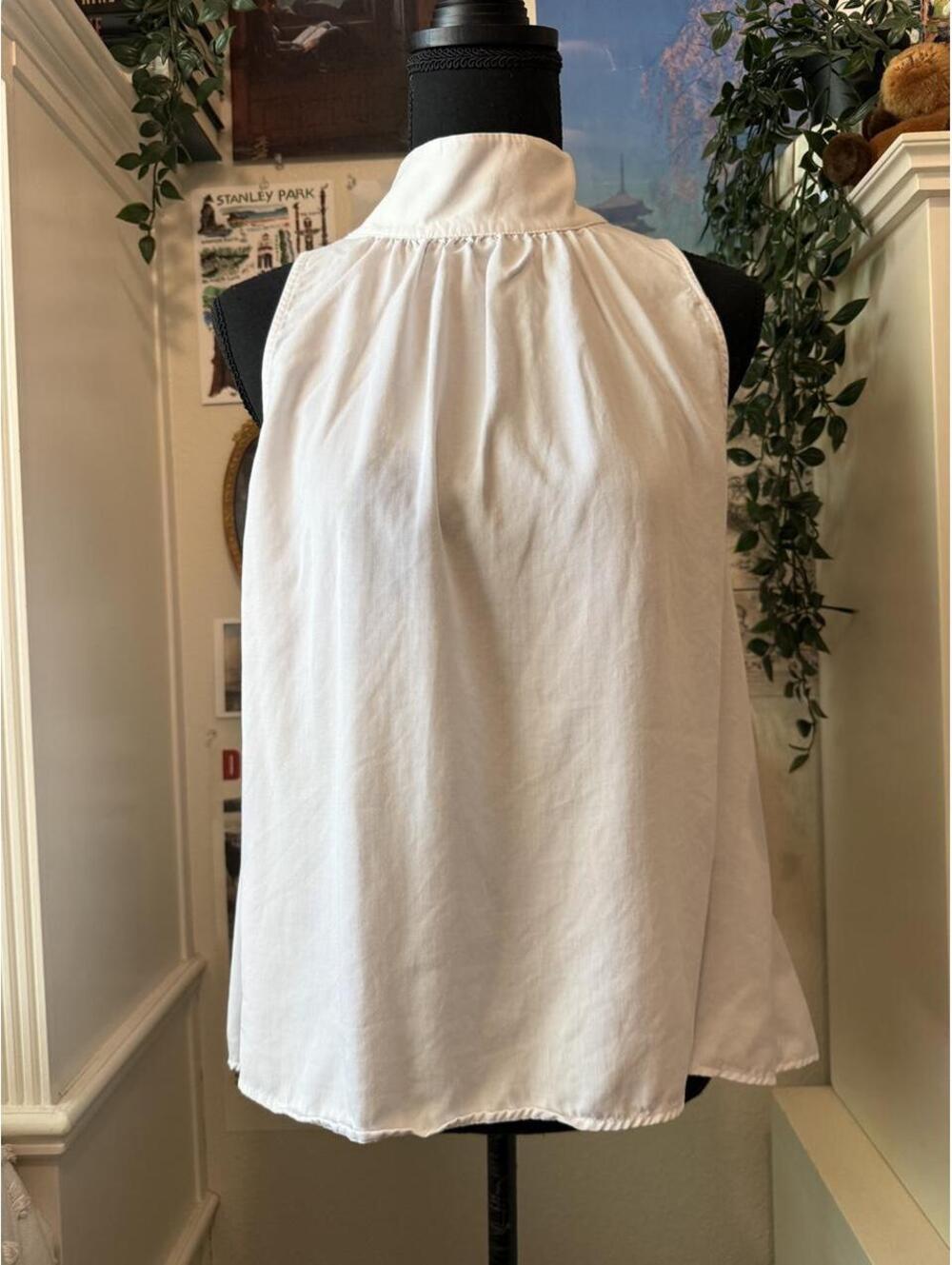 Free People Palm Breeze Ivory Mock Neck Keyhole Blouse